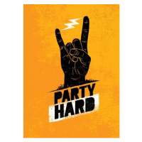 Ilustrace Party Hard Creative Motivation Banner Vector, subtropica, 30 × 40 cm