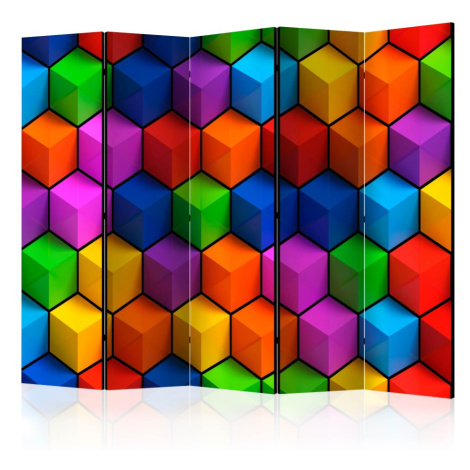 Paraván Colorful Geometric Boxes Dekorhome 225x172 cm (5-dílný),Paraván Colorful Geometric Boxes