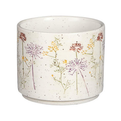 Květináč kulatý dekor květy keramika bílá 12cm