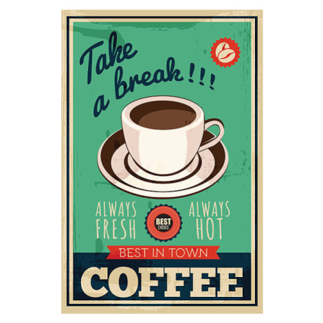 Ilustrace vector coffee poster, Marvid, (26.7 x 40 cm)