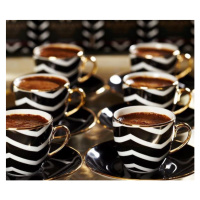 Turecký kávový set 4 šálků s podšálky, černá vlna - Selamlique