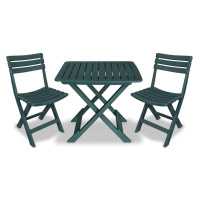 vidaXL 3dílný skládací bistro set plastový zelený