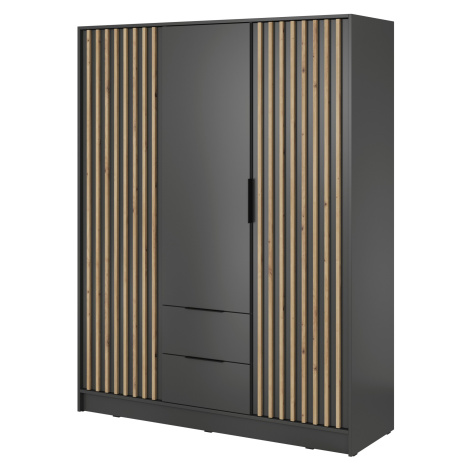 Piaski Šatní skříň Nelly 155 cm grafit/dub artisan