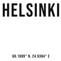 Ilustrace Helsinki simple coordinates, Finlay & Noa, 30x40 cm