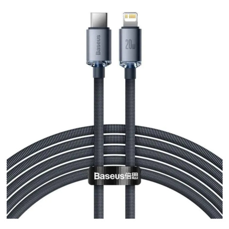 Baseus datový kabel Crystal Shine USB-C/Lightning 2m 20W černý