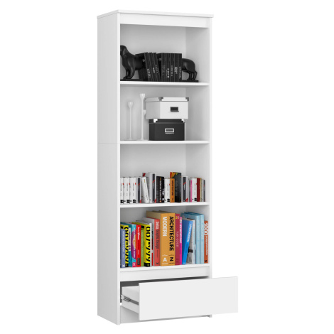 Ak furniture Kancelářský regál Rexa 60 cm 1 šuplík a 4 police bílý