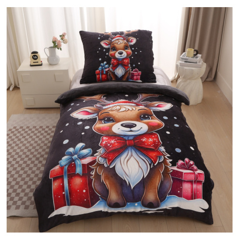 Mikroplyšové povlečení Premium 140x200+70x90 Vánoční sobík
