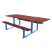 PROCITY Sestava stolu a laviček RIGA, délka 2000 mm, modrá / mahagon