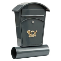 VOREL Poštovní schránka se stříškou oblou + zásobník na noviny 480x280x80mm šedá