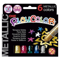 Playcolor - tuhé temperové barvy 6 kusů - metalické