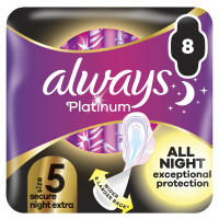 ALWAYS Platinum secure Night extra hygienické vložky s křidélky 8 ks