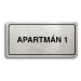 Accept Piktogram "APARTMÁN 1" (160 × 80 mm) (stříbrná tabulka - černý tisk)