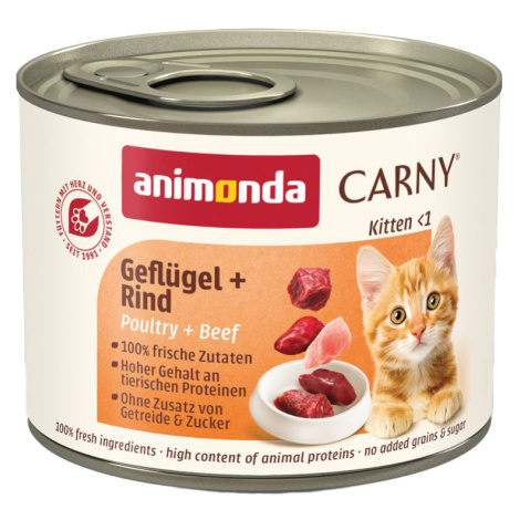 Animonda Carny Kitten 24 x 200 g - Drůbeží a hovězí