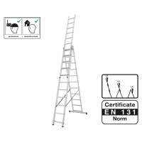PROTECO 10.66-3-11-KR žebřík trojdílný univerzální 3x11 310/475/645 cm