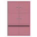 BISLEY LateralFile™ Lodge, se 4 uzamykatelnými boxy a 2 zásuvkami, výška vždy 375 mm, růžová