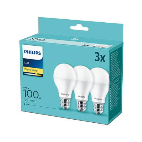 Philips LED 14-100W, E27 2700K, 3ks