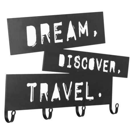 Nástěnný věšák se čtyřmi háčky, Dream, Discover, Travel Miadomodo