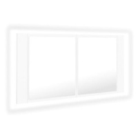 Shumee LED Koupelnová skřínka se zrcadlem - bílá, 90 × 12 × 45 cm