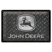 Plechová cedule John Deere Diamon Plate Black, (30 x 20 cm)