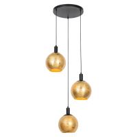 Designové závěsné svítidlo černé se zlatým sklem 3-světlo - Bert