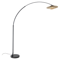 Moderní oblouková lampa černá s orientálním stínítkem a bambusovou konstrukcí 50 cm - XXL Rina