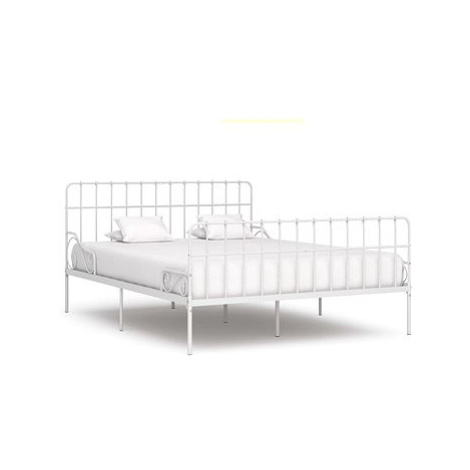 Rám postele s laťkovým roštem bílý kov 200x200 cm SHUMEE