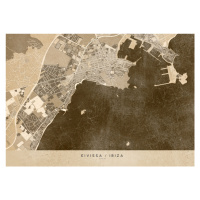 Mapa Sepia vintage map of Ibiza, Blursbyai, 40 × 30 cm