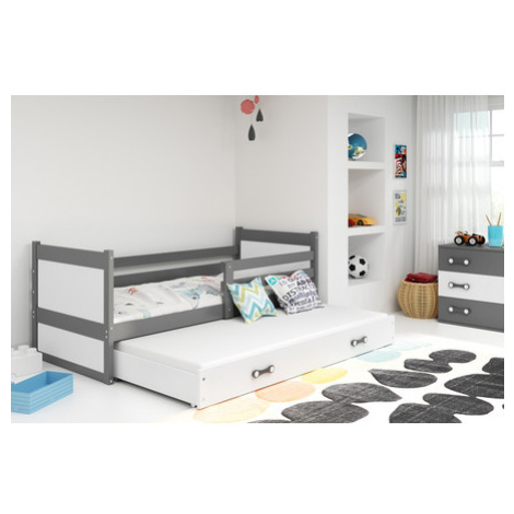 Dětská postel s výsuvnou postelí RICO 200x90 cm Bílá Šedá BMS