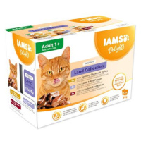 IAMS Delights pro dospělé kočky s drůbežím, jehněčím a hovězím masem v omáčce 12 × 85 g