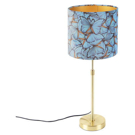 Stolní lampa zlatá / mosazná se sametovými odstíny motýlů 25 cm - Parte QAZQA