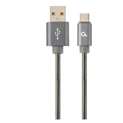 Kabel CABLEXPERT CC-USB2S-AMCM-2M-BG USB 2.0 AM na Type-C kabel (AM/CM), 2m, metalická spirála,  GEMBIRD