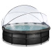 Bazén s krytem a pískovou filtrací Black Leather pool Exit Toys kruhový ocelová konstrukce 488*1