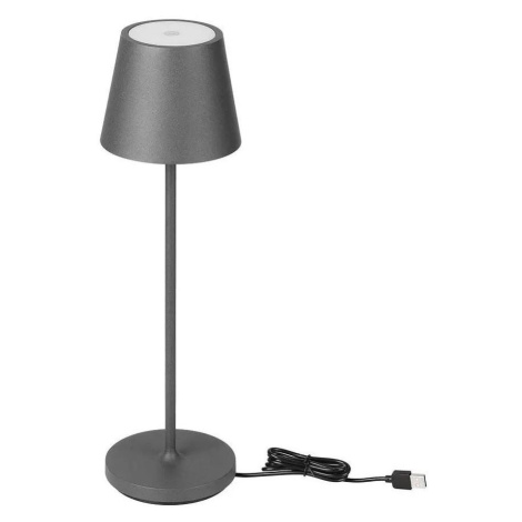 LED Stmívatelná dotyková dobíjecí stolní lampa LED/2W/5V 4400 mAh IP54 šedá Donoci