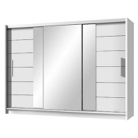 Skříň Lizbona-2 250cm Bílá/Zrcadlo