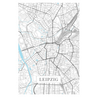 Mapa Leipzig white, POSTERS, 26.7x40 cm