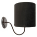 Klasická nástěnná lampa hnědá s černým velurovým odstínem - Matt