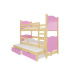 ArtAdrk Dětská patrová postel LETICIA Barva: Borovice / růžová