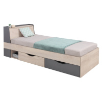 Dětská postel gama 90x200cm s úložným prostorem - dub/antracit