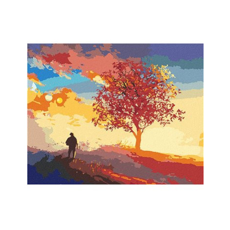 Diamondi - STROM NA SAMOTNÉM VRCHOLU KOPCE, 40x50 cm, vypnuté plátno na rám