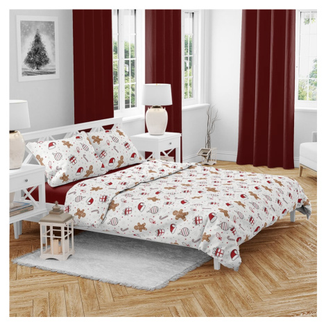 Vánoční bavlněné povlečení Ozdoby červené 140x200, 70x90 cm (027)