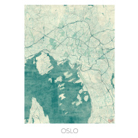 Mapa Oslo, Hubert Roguski, 30 × 40 cm