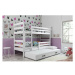 Dětská patrová postel ERYK s výsuvným lůžkem 80x190 cm - bílá Zelená