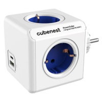 Cubenest Powercube Original USB PD 20W, A+C, 4x zásuvka, bílá/modrá - Schuko
