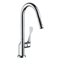 Dřezová baterie Hansgrohe Axor Citterio s vytahovací sprškou vzhled nerezu 39835800