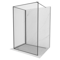 MEXEN/S Kioto Sprchová zástěna WALK-IN 120 x 120 cm, černý vzor, grafit metal 800-120-212-95-70-