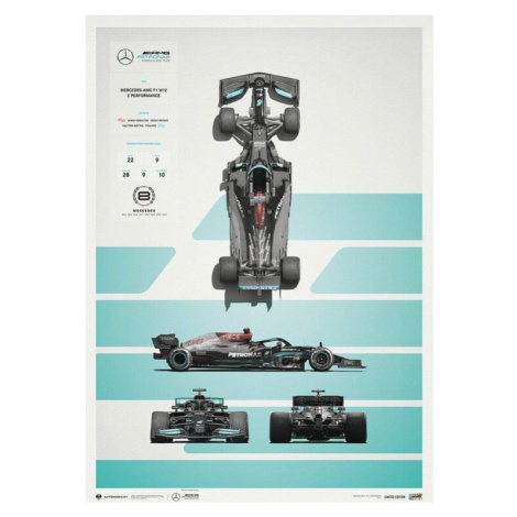 Umělecký tisk Mercedes-AMG Petronas F1 Team - W12 - Blueprint - 2021, 50 × 70 cm Automobilist