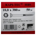 RAPI-TEC HBS 10x380mm - zápustná hlava, T40 žlutý / bílý