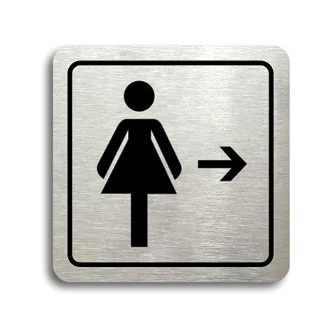Accept Piktogram "WC ženy vpravo" (80 × 80 mm) (stříbrná tabulka - černý tisk)