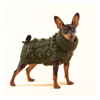 Ručně pletený svetr pro psy Paikka - tmavě zelený Velikost: 20