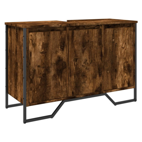 vidaXL Koupelnová skříňka pod umyvadlo kouřový dub 91x35x60cm kompozit